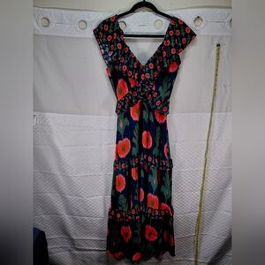 Figue Elegant Floral Maxi Dress with V-Neck